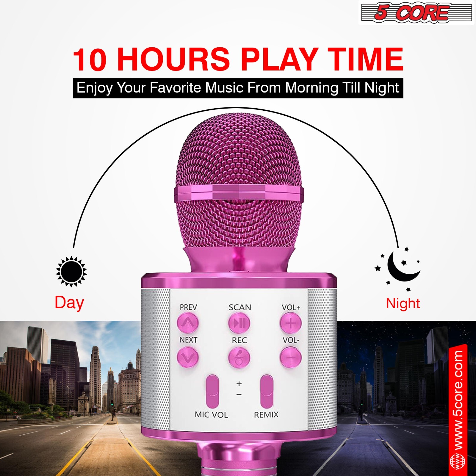 5Core Wireless Karaoke Microphone Bluetooth Mic Portable Handheld Microfonos