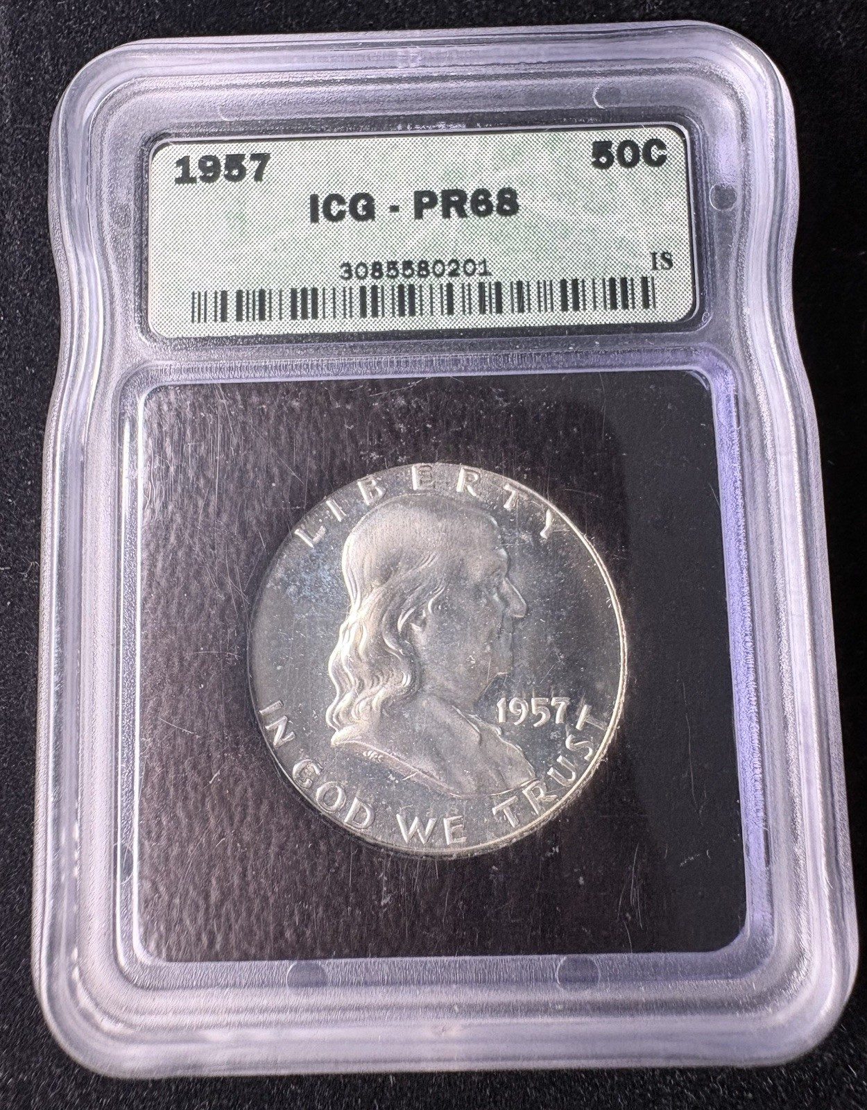 1957 Proof Silver Franklin Half Dollar - ICG PF 68 - Fast Shipping