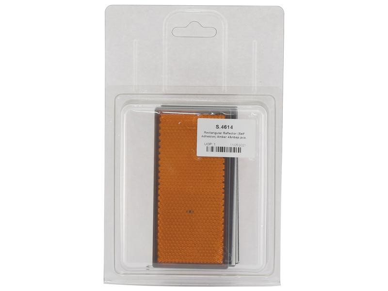 Amber Rectangular Reflector - 4 Pack Snap-In Style for Various Uses