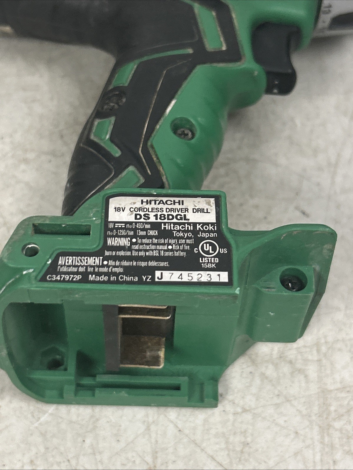 Hitachi DS18DGL 18V Cordless 1/2 in. Drill Driver Tool Only