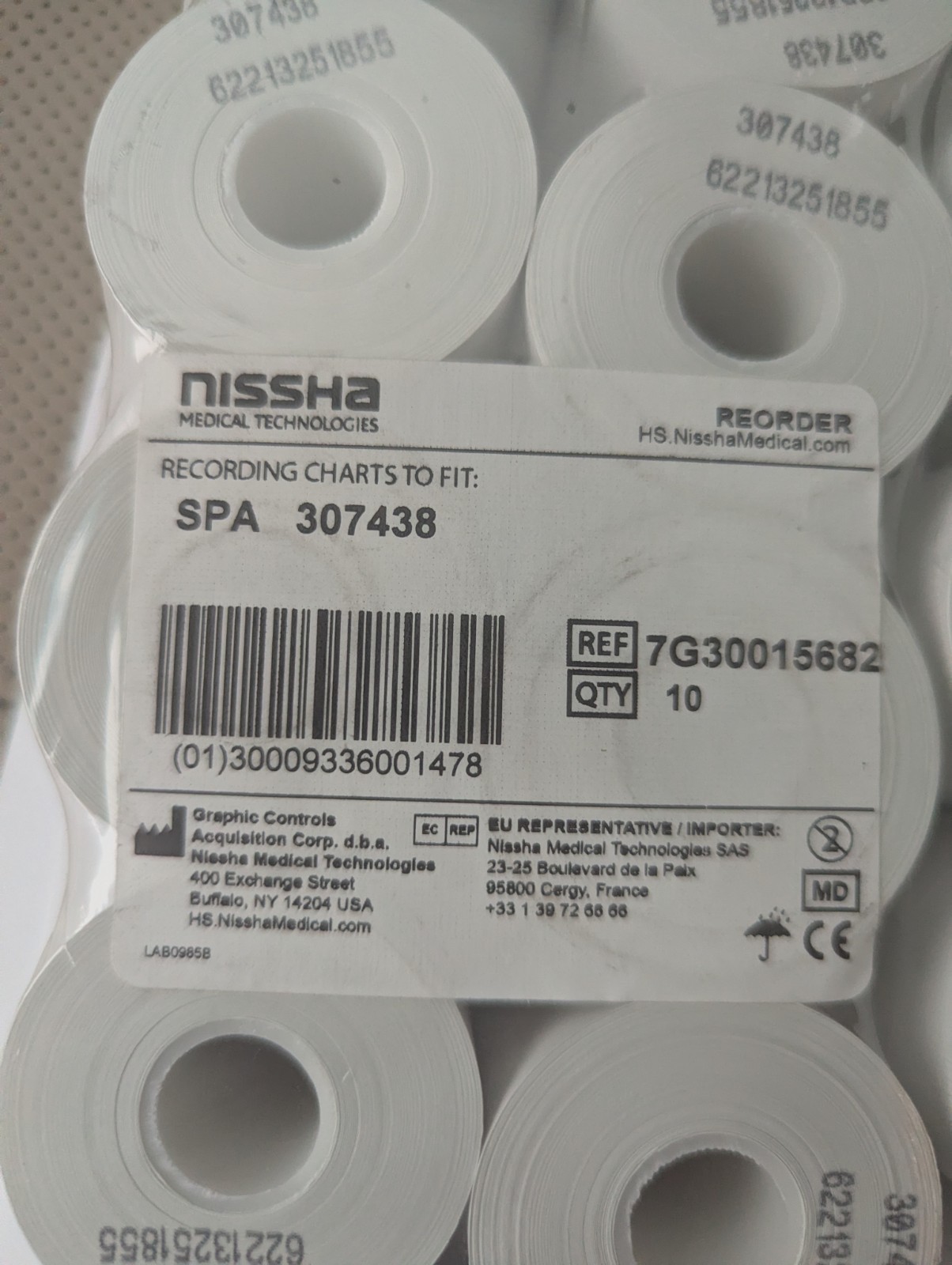 NISSHA SPA 307438 RECORDING CHARTS TO MEDICAL 7G30015682 ROLLS LOT OF 50x