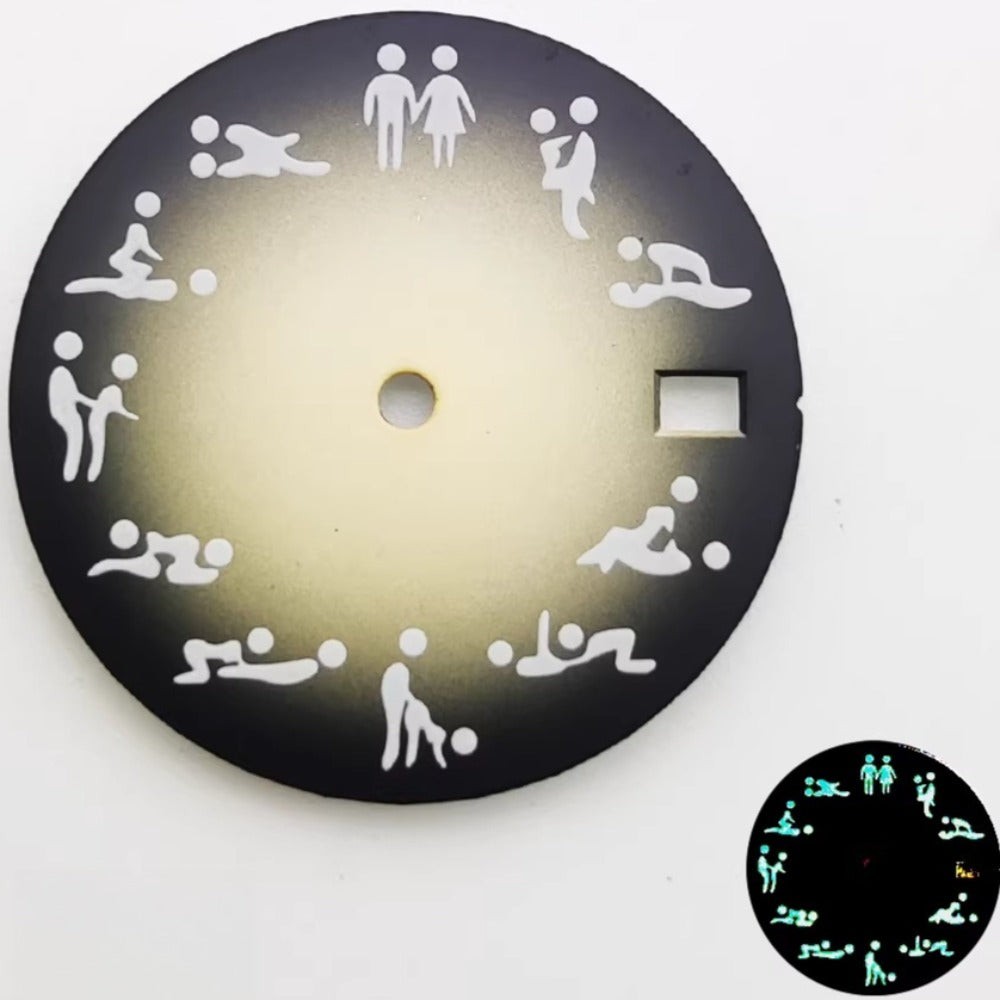 Gradual Yellow 28.5mm Adult Love Posture Green Lume Watch Dial Fit for NH35 NH36