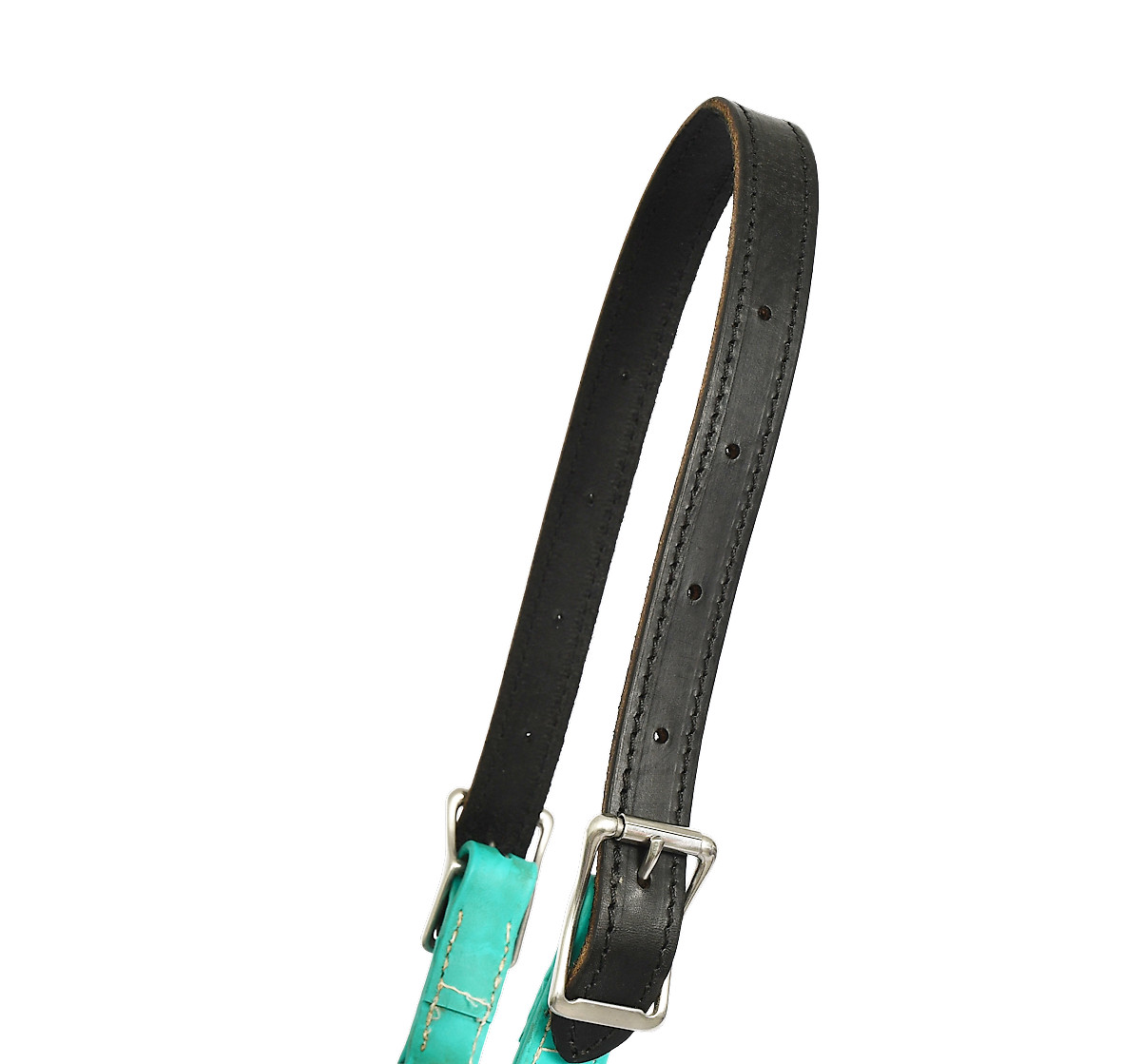 READY MADE- Horse size Black LEATHER replacement halter CROWN