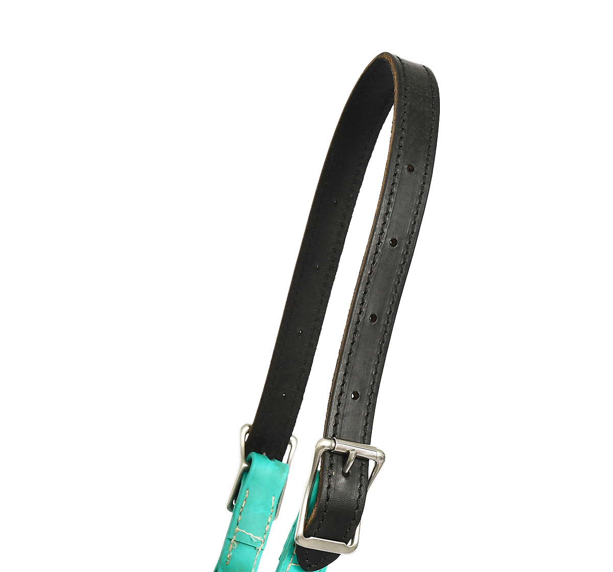 READY MADE- Horse size Black LEATHER replacement halter CROWN