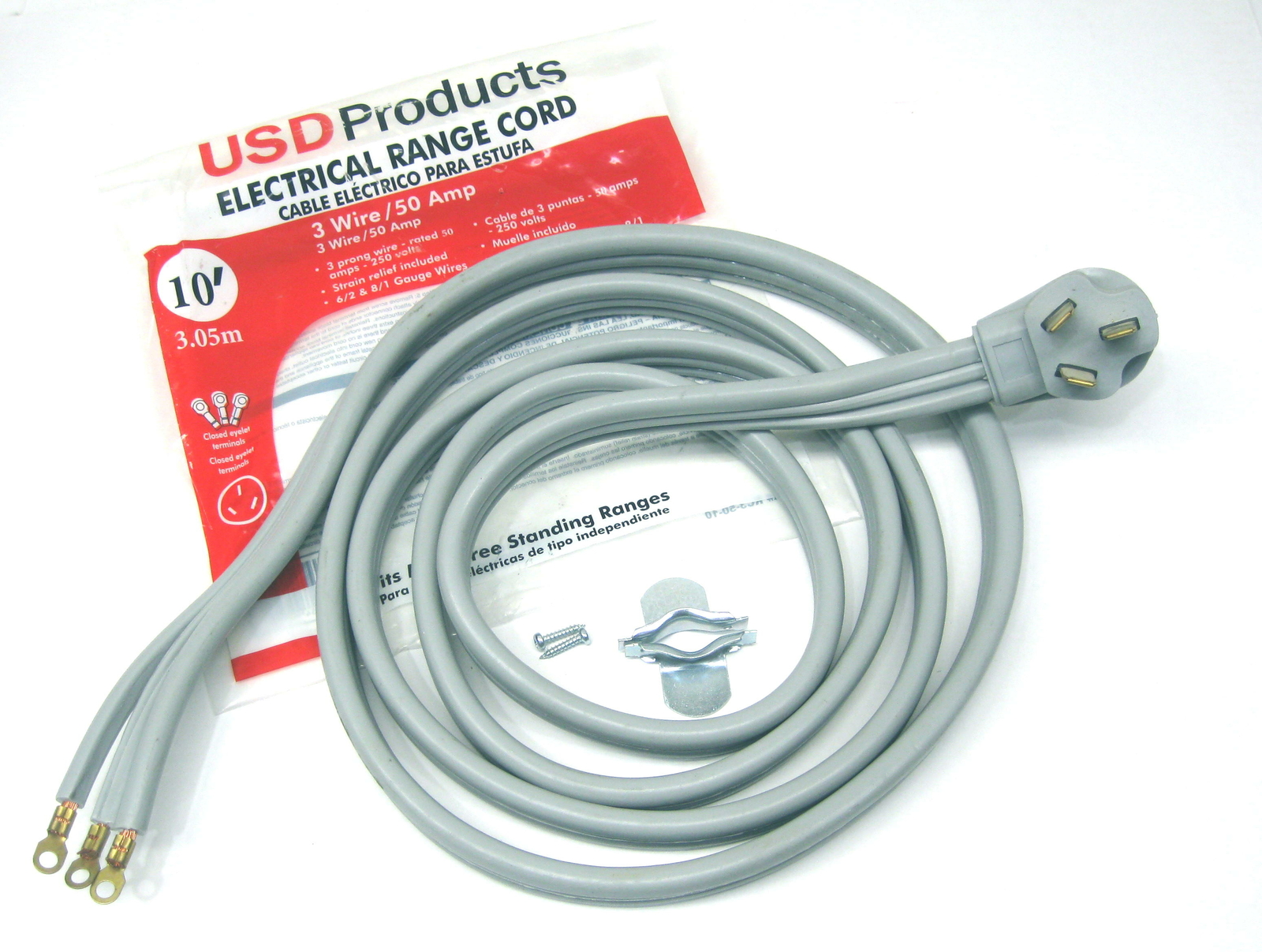 Range Oven Electric Power Cord 3 Prong Wire 50 Amp 10' Foot  Heavy Duty