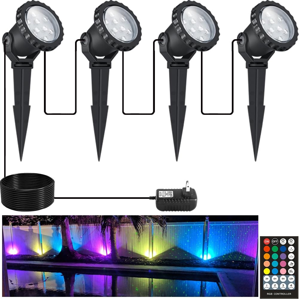 COVOART Color Changing LED Landscape Lights 12W Landscape Lighting IP66