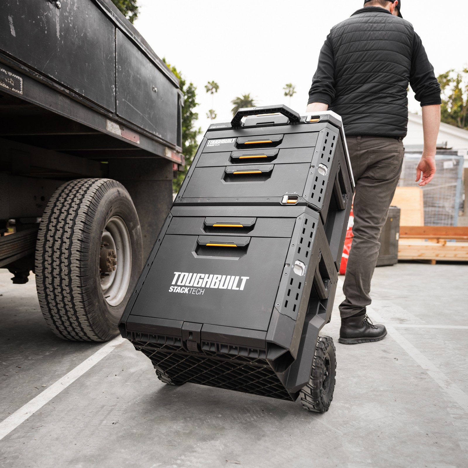 ToughBuilt StackTech 2-Drawer Rolling Locking Box, Tool Storage & Gear Organizer