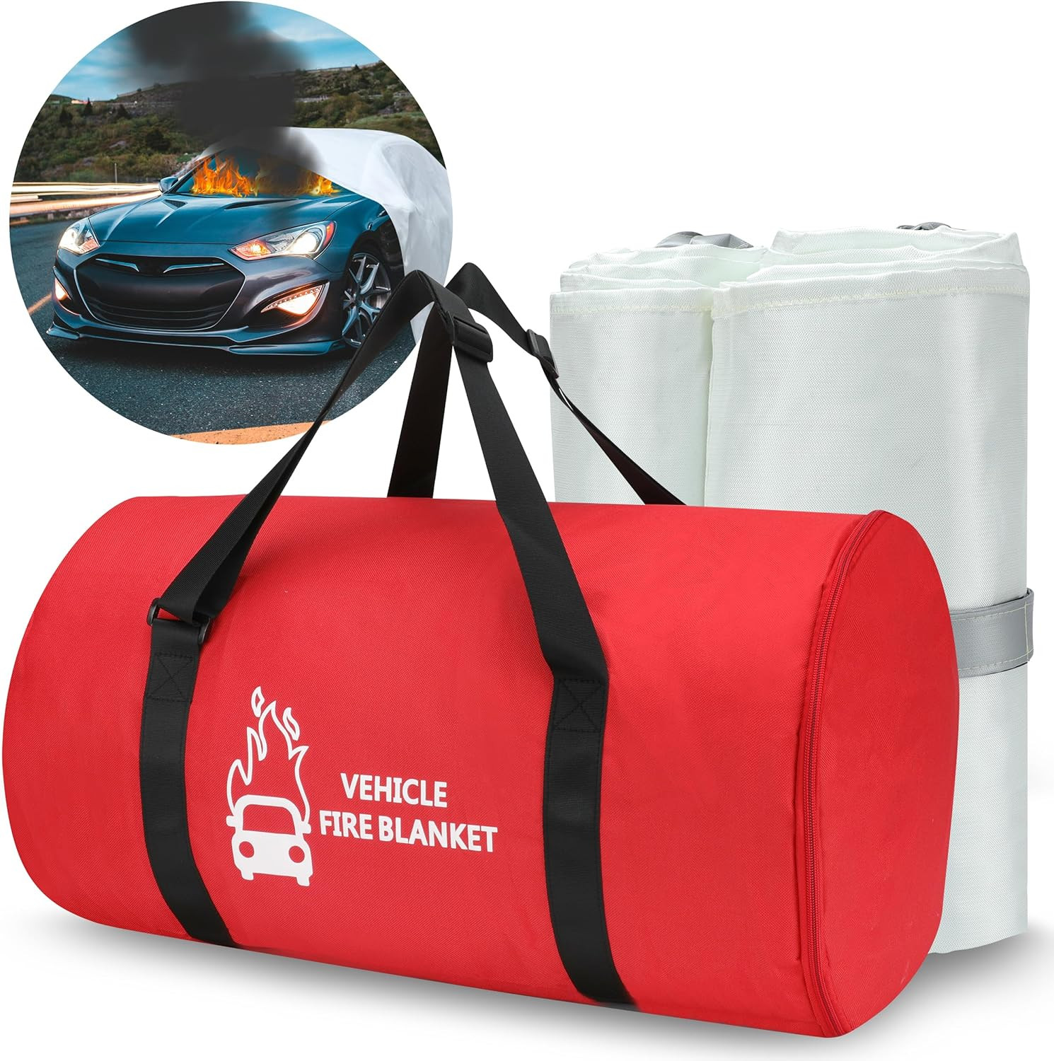 Emergency Fire Blanket for Car, Large Fiberglass Fire Suppression Blanket, Survi