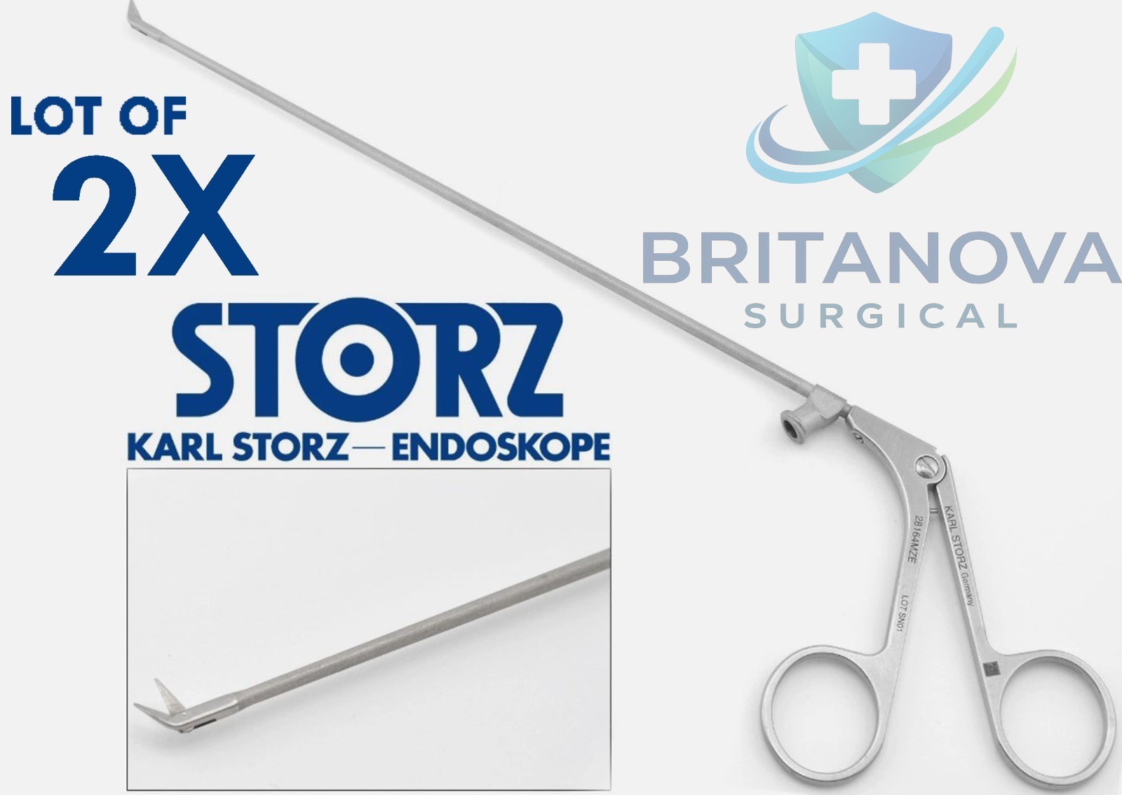 2X KARL STORZ 28164MZE Nasal Delicate Micro Fine 45° Upturn 5mm Jaw Scissors 8"