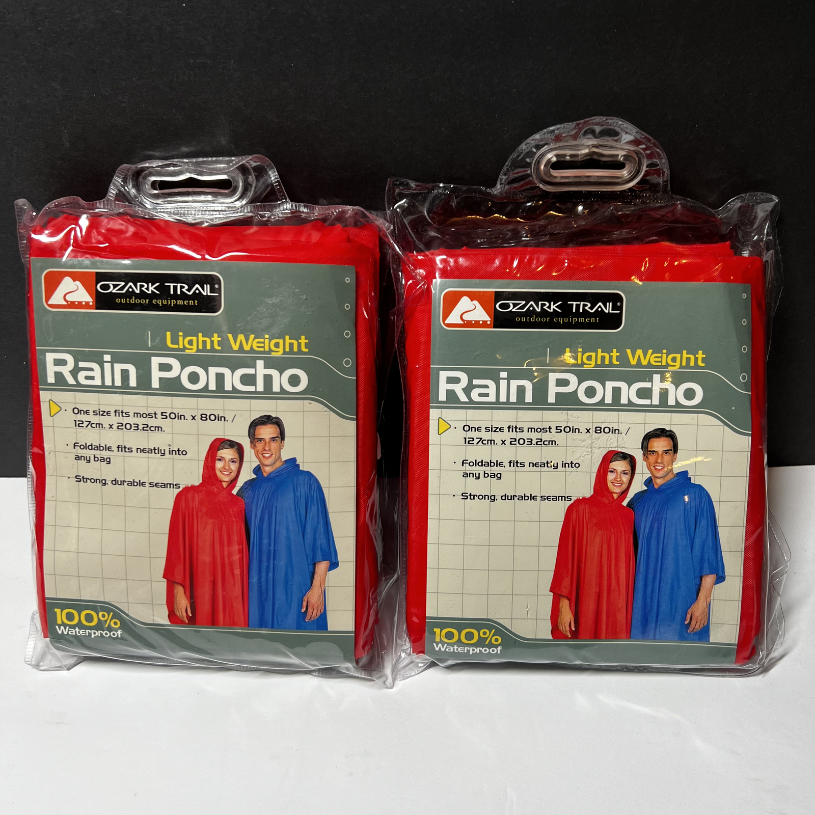 Ozark Trail Lightweight One Size Fits Most Rain Poncho Red -(2)