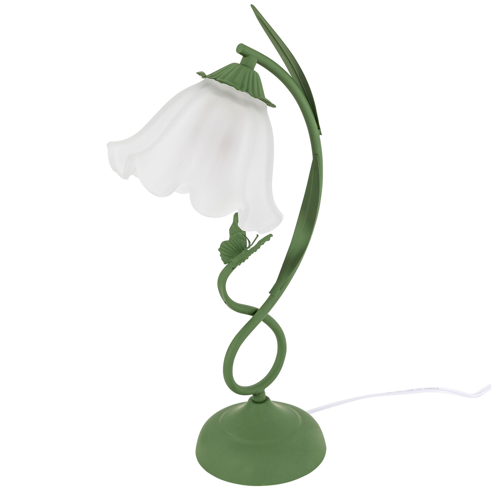 Flower Shape Glass Table Lamp Bedside Desk Light Fixture Green Reading Lamp...