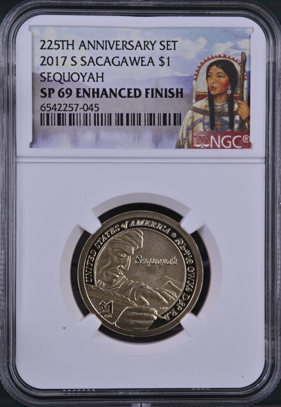 2017 S Sacagawea $1 Sequoyah 225th Anniversary Set NGC SP69 Enhanced Finish