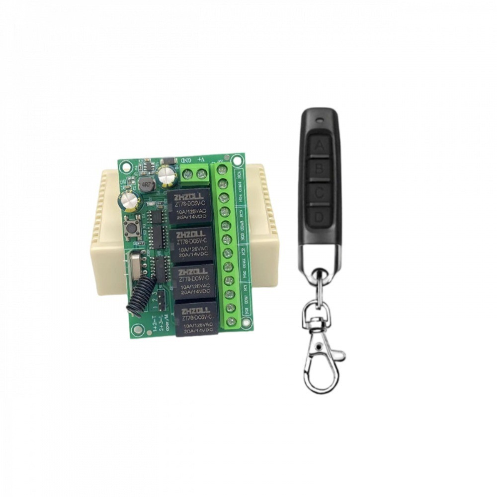 12V 24V 4 Channels Wireless Relay Remote Control Switch, RF 433Mhz DC 5V-30V ...