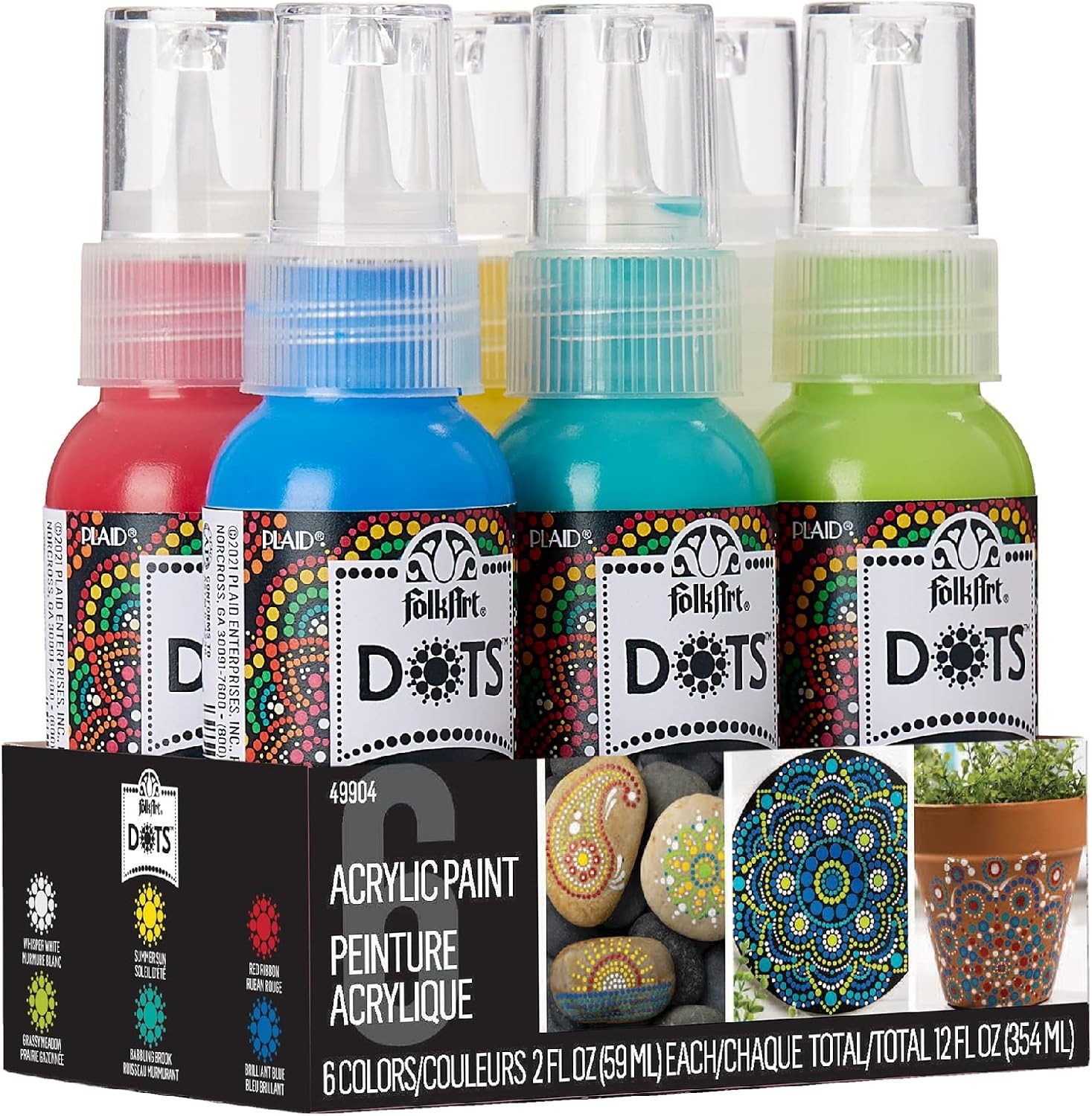 FolkArt Dots Set, 6 Piece Acrylic Paint Kit 1 Count (Pack of 1),
