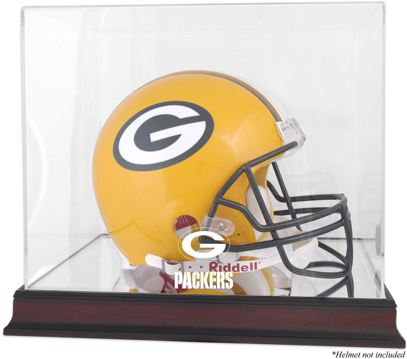 Packers Mahogany Helmet Logo Display Case with Mirror Back