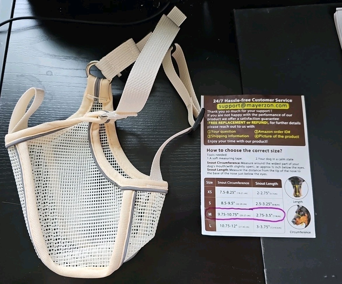 Mayerzon Mesh Muzzle Size Medium Khaki Adjustable New