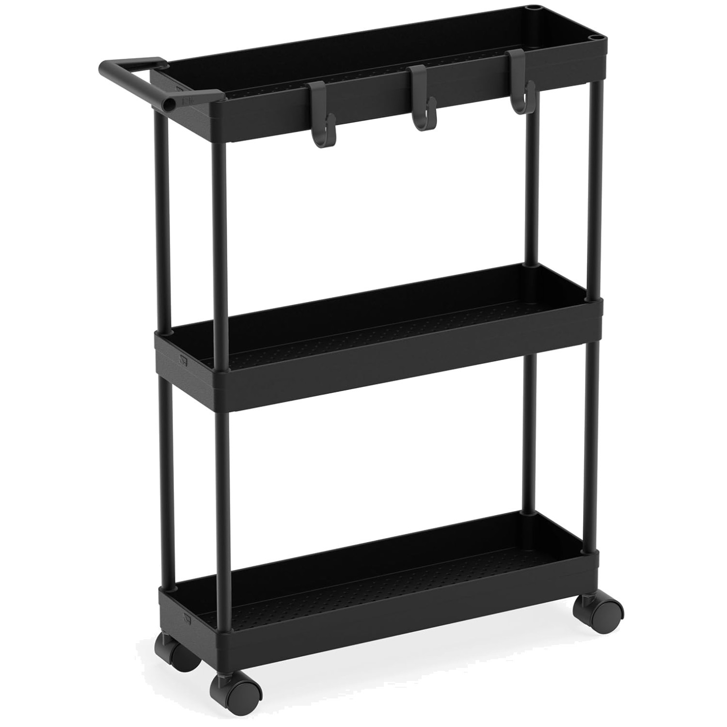 3-Tier Narrow Storage Cart with Wheels, Space-Saving Design