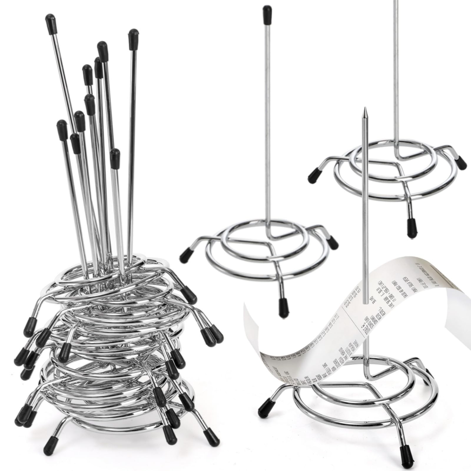 AVLA 10 Pack Check Spindle, Paper Receipt Holder Spike, Stainless Silver