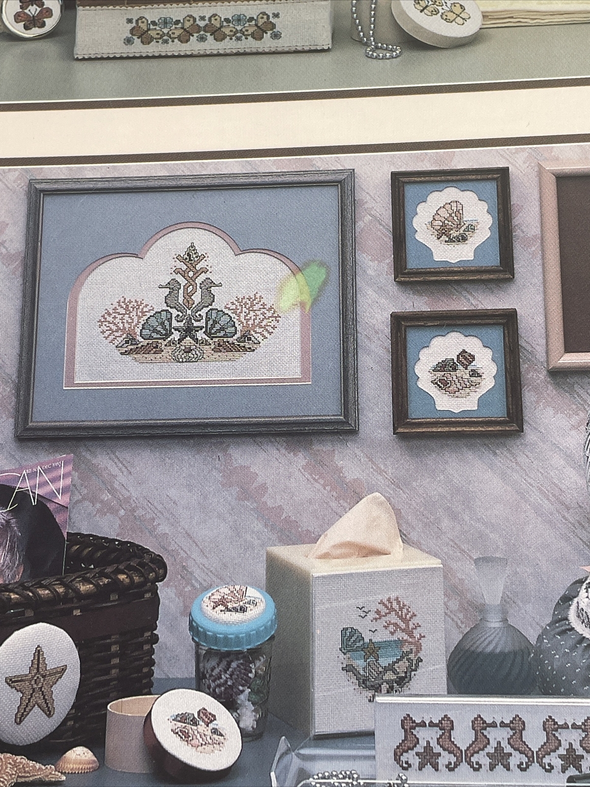 Leisure Arts Bath Collections 4 Themes Butterfly Seashells Cross Stitch Pattern