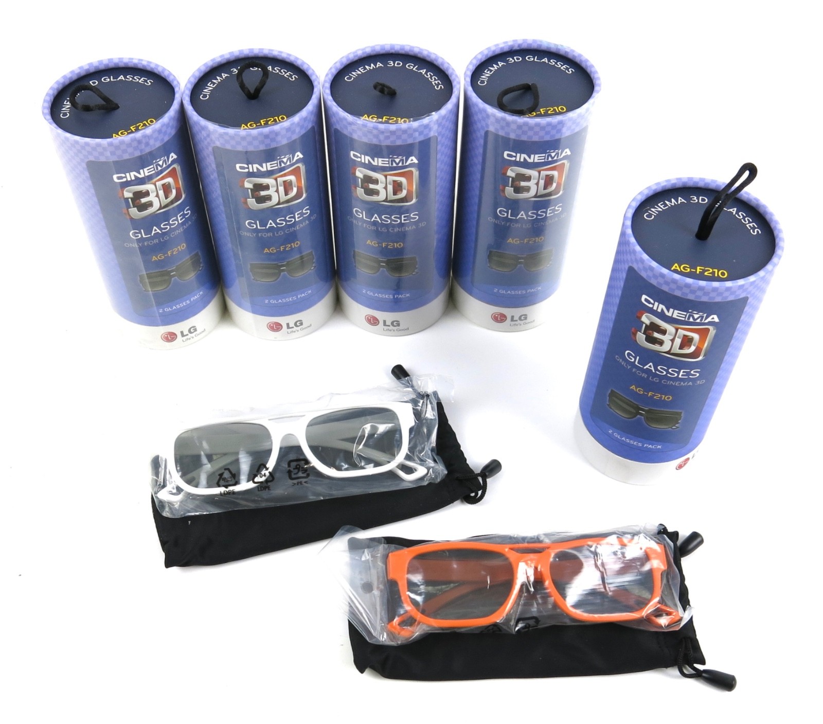 (5) Boxes LG AG-F210 3D Glasses Passive 3D TV (10 Pairs Total) Brand New