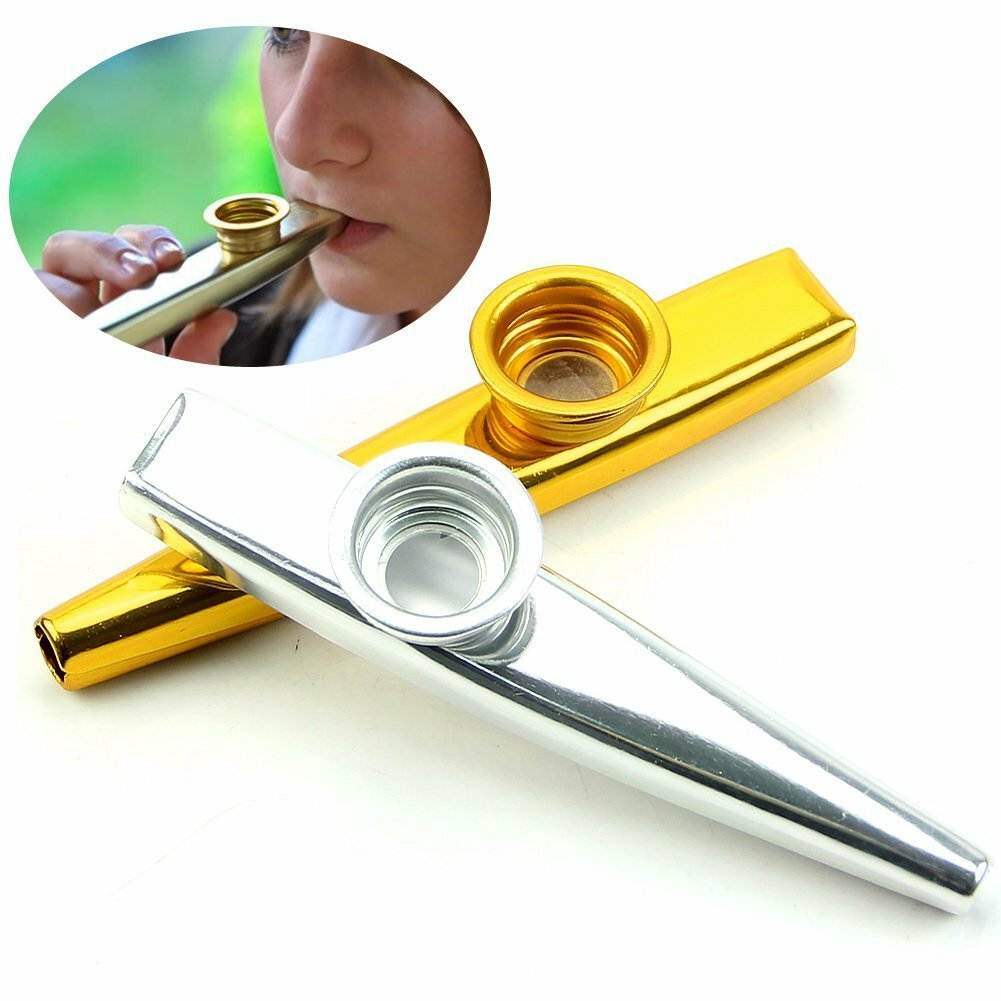 Metal Kazoo + Kazoo Harmonica Mouth Flute Kids Party Kid Musical Instrument Gift