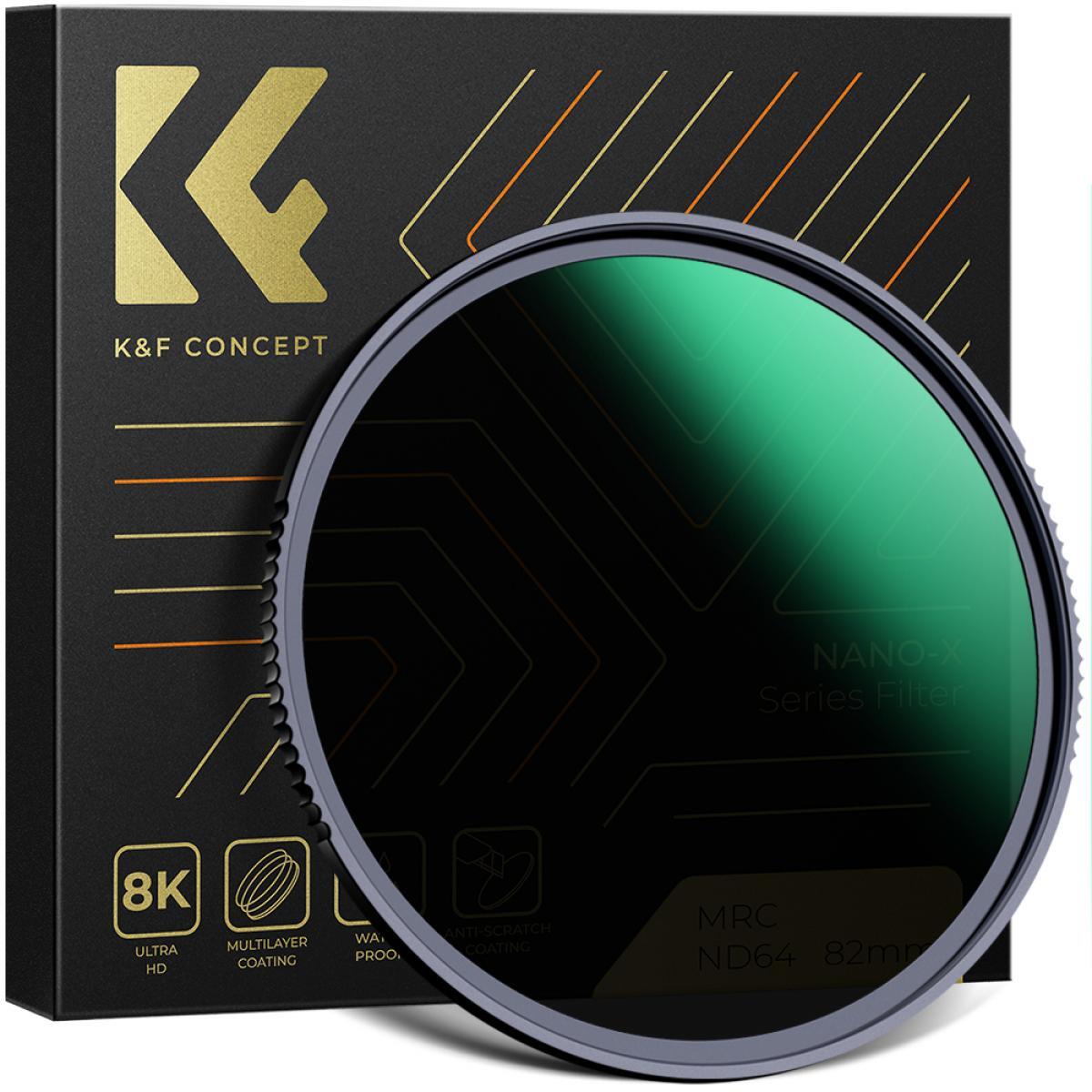 K&F Concept Lens Filter ND64 67mm 77mm 82mm 49mm NANO X Fixed Neutral Density