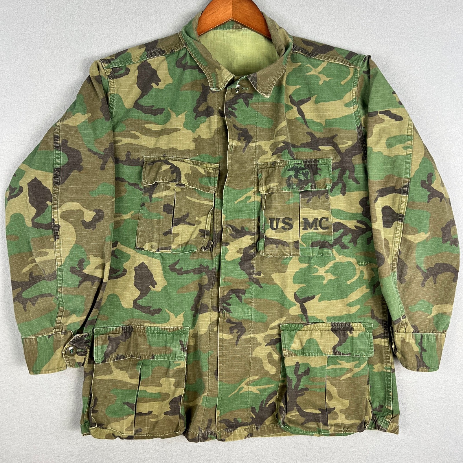VTG ERDL Highland Camo Jungle Jacket Shirt Fits M Ripstop USMC Military 70s/80s