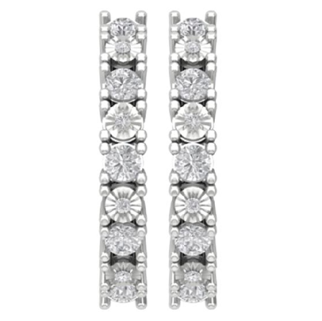 10k White Gold 0.75Ct Round Lab Grown Diamond Hoop Earrings Gift for Women