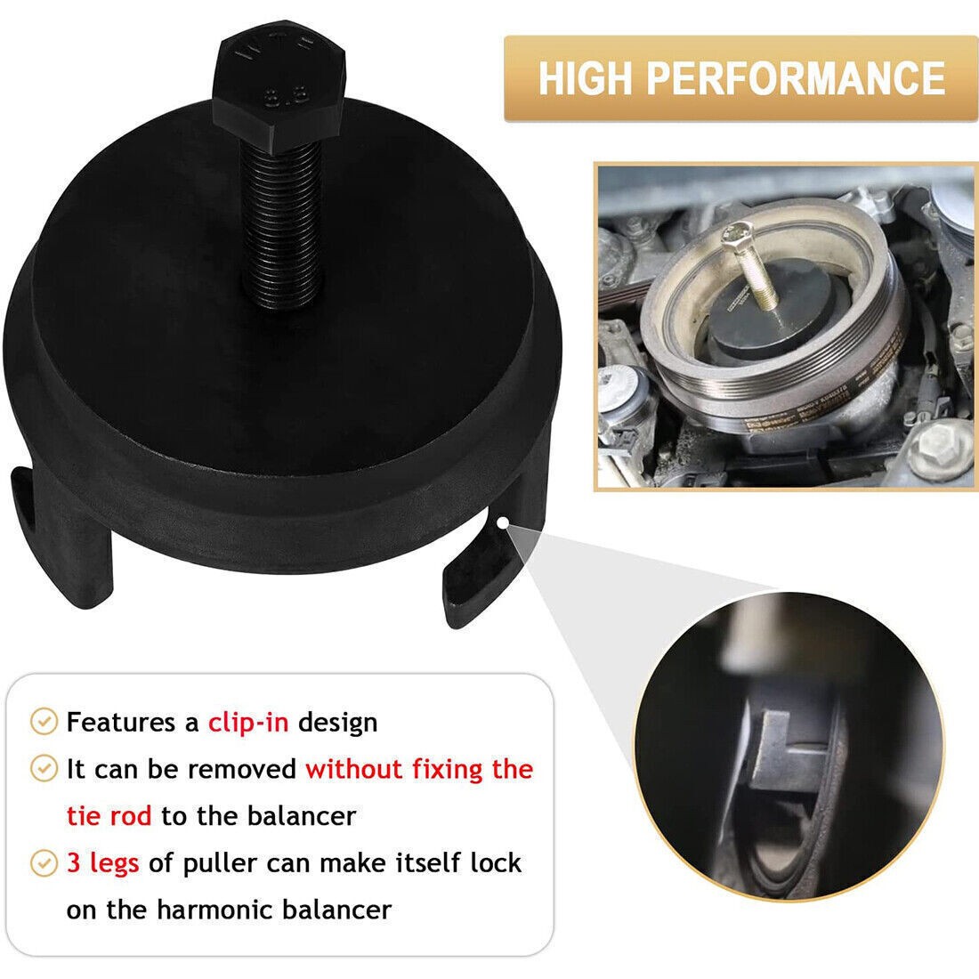 25264 Harmonic Balancer Puller Crank Pulley Puller Quickly Remove Tool For GM