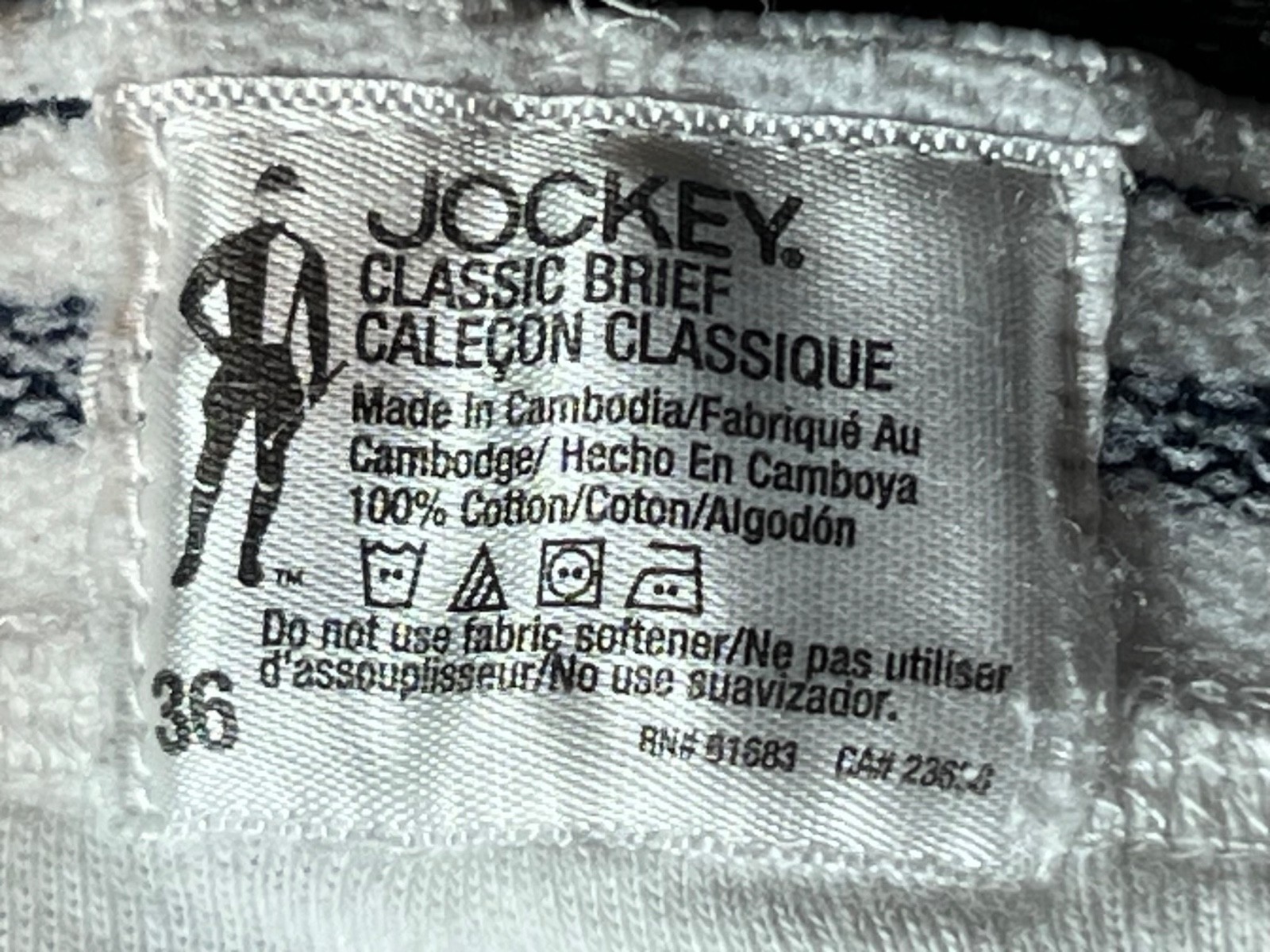 ONE Men Sz 36  (Large)  ~  Vintage NOS  Jockey™ Y Fly Classic Brief All Cotton