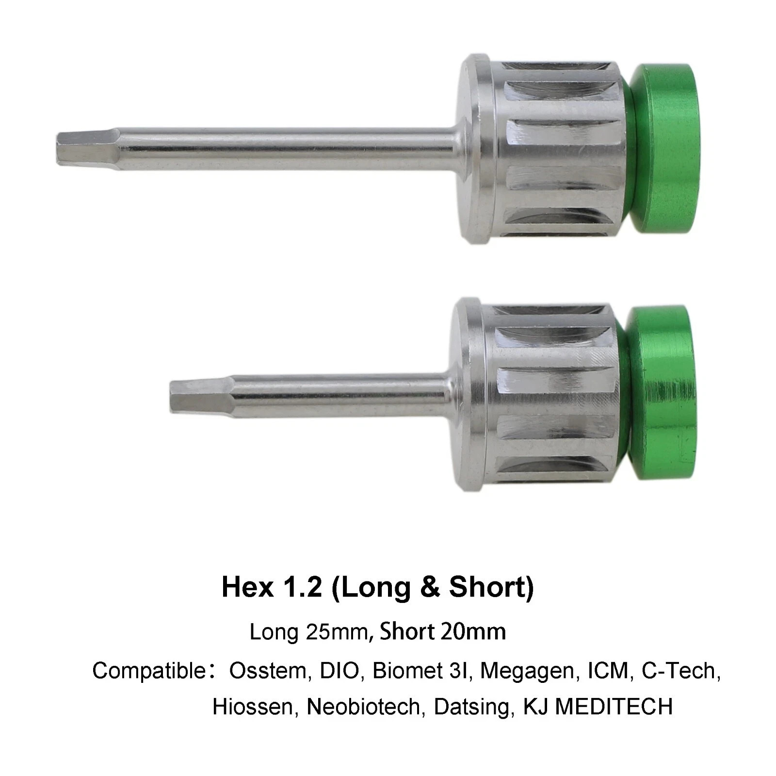 2 Pcs 1.2 Hex (Short+Long) Screw Dental Universal Implant Hand Driver fit Osstem