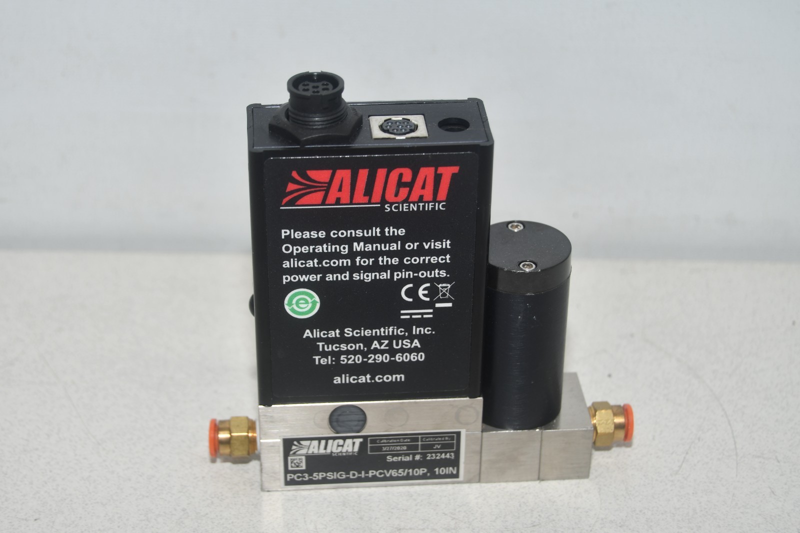^ Alicat PC3-5PSIG-D-I-PCV65/10P 10IN Flow Controller #X8393