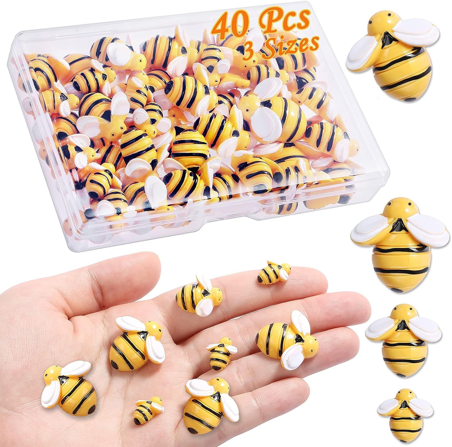 40 Pieces Tiny Resin Bees,Tiny Resin Garden Bumblebees Embellishment Bee Decors