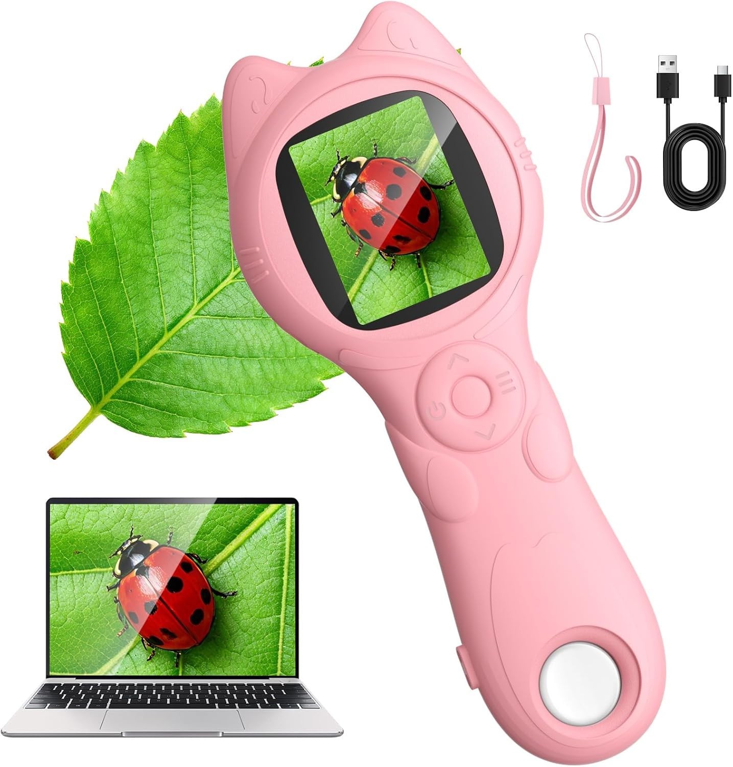 Kids Microscope Handheld, Autofocus 500X 1080P Microscope for Kids Digital, Mini