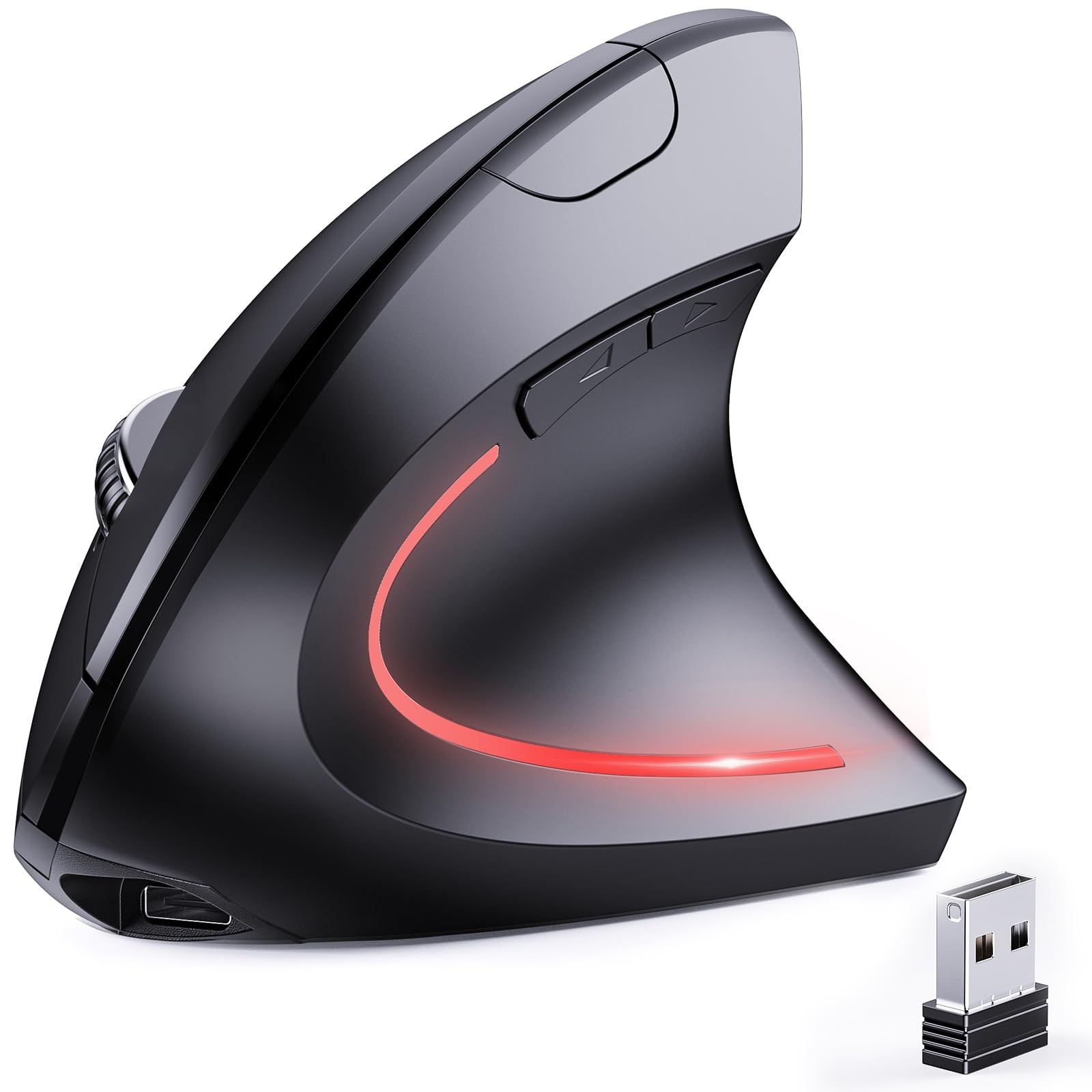 JYKEYMOUT Bluetooth and 2.4G (2-in-1) Rechargeable Wireless Mouse, Black