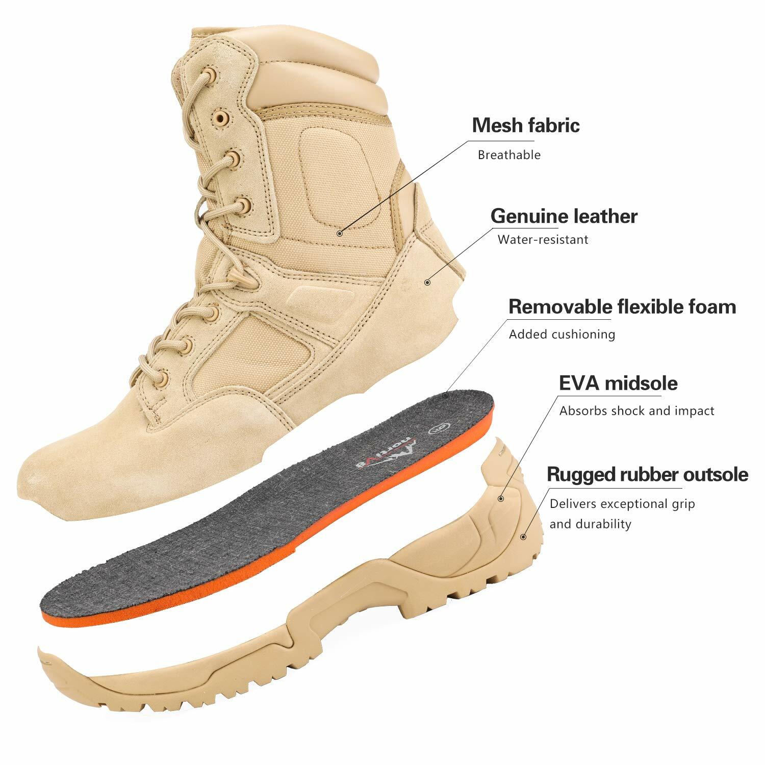 NORTIV 8 Men's Military Tactical Work Boots Hiking Motorcycle Combat Outdoor US