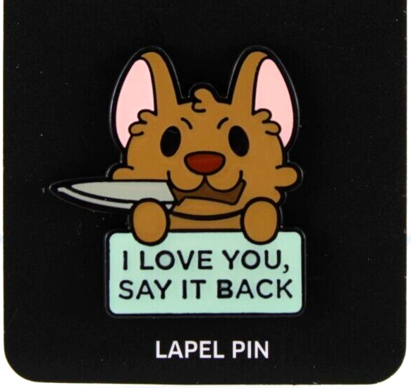 Bioworld Stabby Dog With Knife Say It Back Metal Enamel Pin Metal 1.25" New 2024