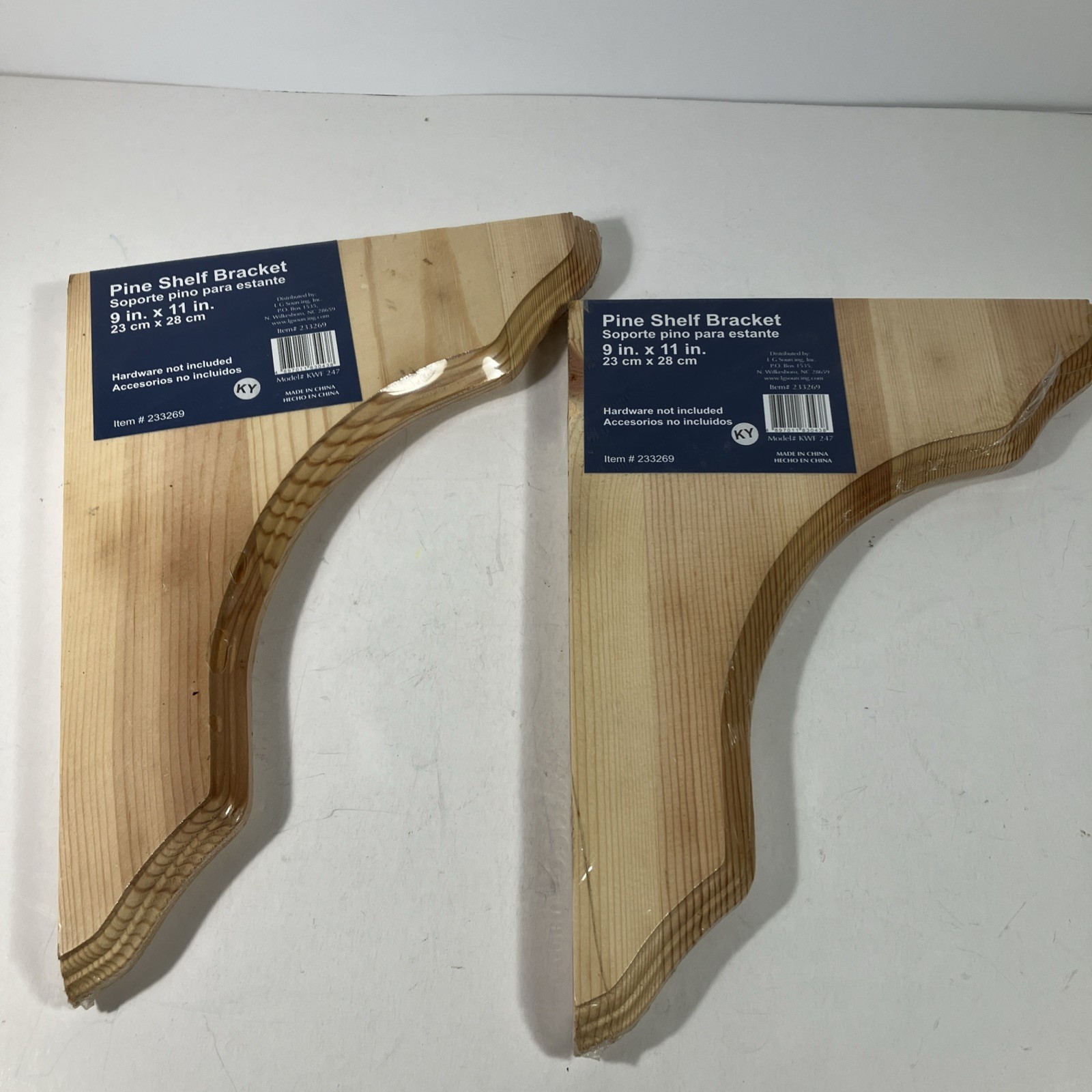 Pine Shelf Brackets 2 Pair 9”x11” (23cm X 28cm) NEW