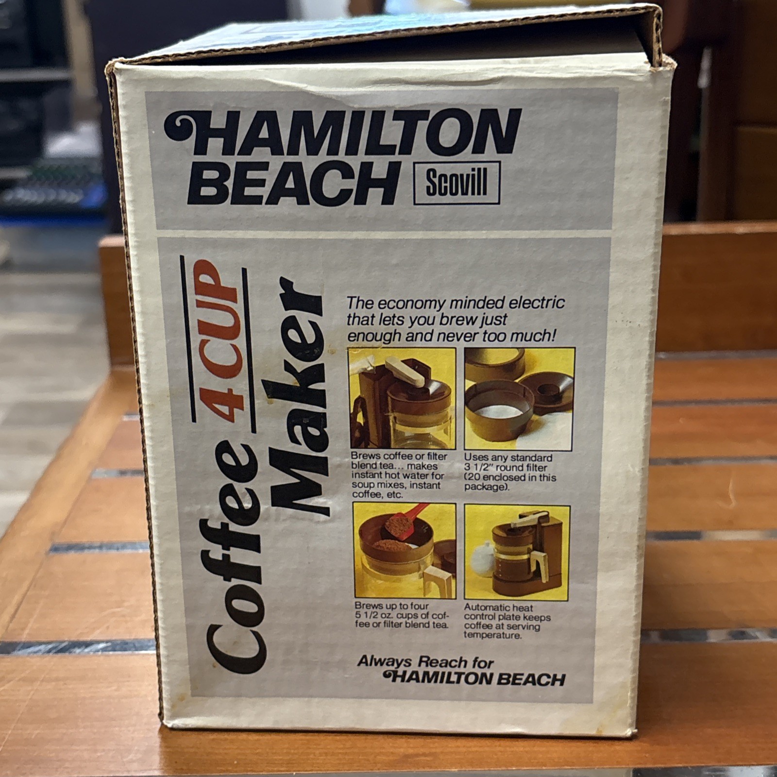 Vtg Mini-Drip Coffee Maker Hamilton Beach Scovill Model 784 Brown 4 Cup Sealed