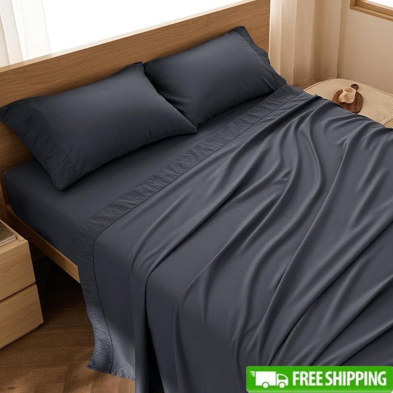 Soft Microfiber Queen Sheet Set Deep Pockets Skin-Friendly Elegant Design New