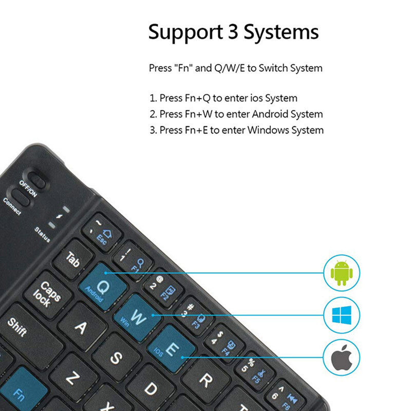 Portable Foldable Keyboard Wireless Bluetooth for PC Phone Ultra Slim Recharge