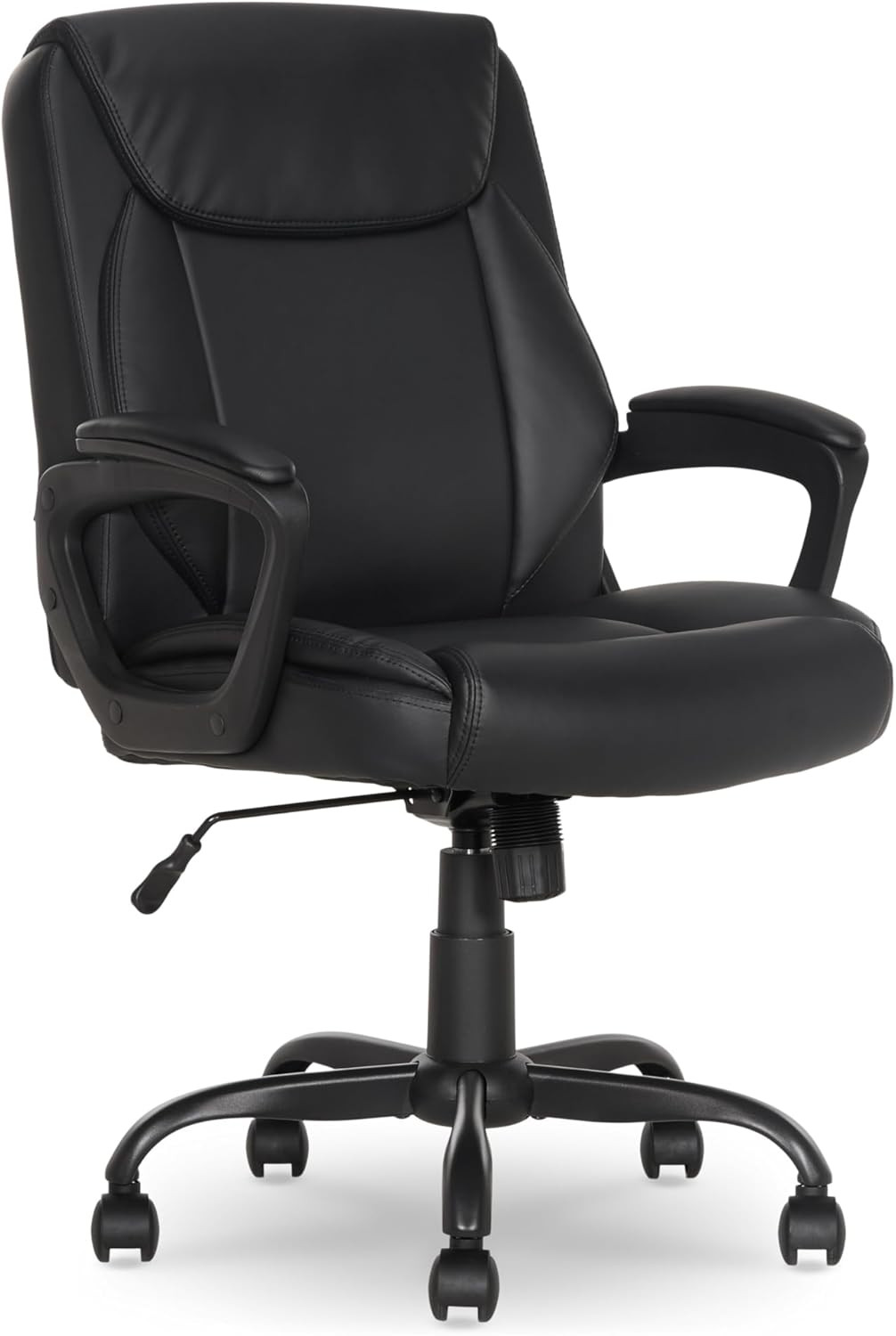 Amazon Basics Classic Puresoft PU Padded Mid-Back Office Desk Chair with Armrest