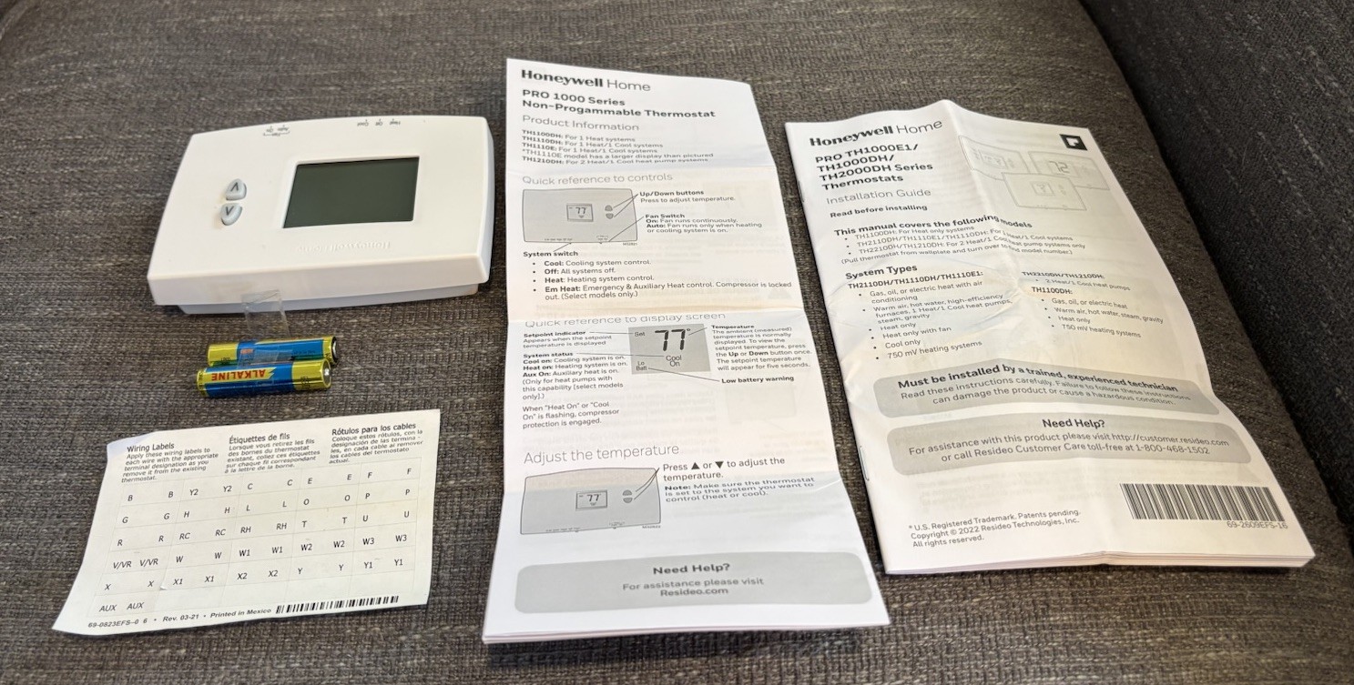 Honeywell Home PRO 1000 Non Programmable Thermostat 1 Heat / 1 Cool Heat Pump