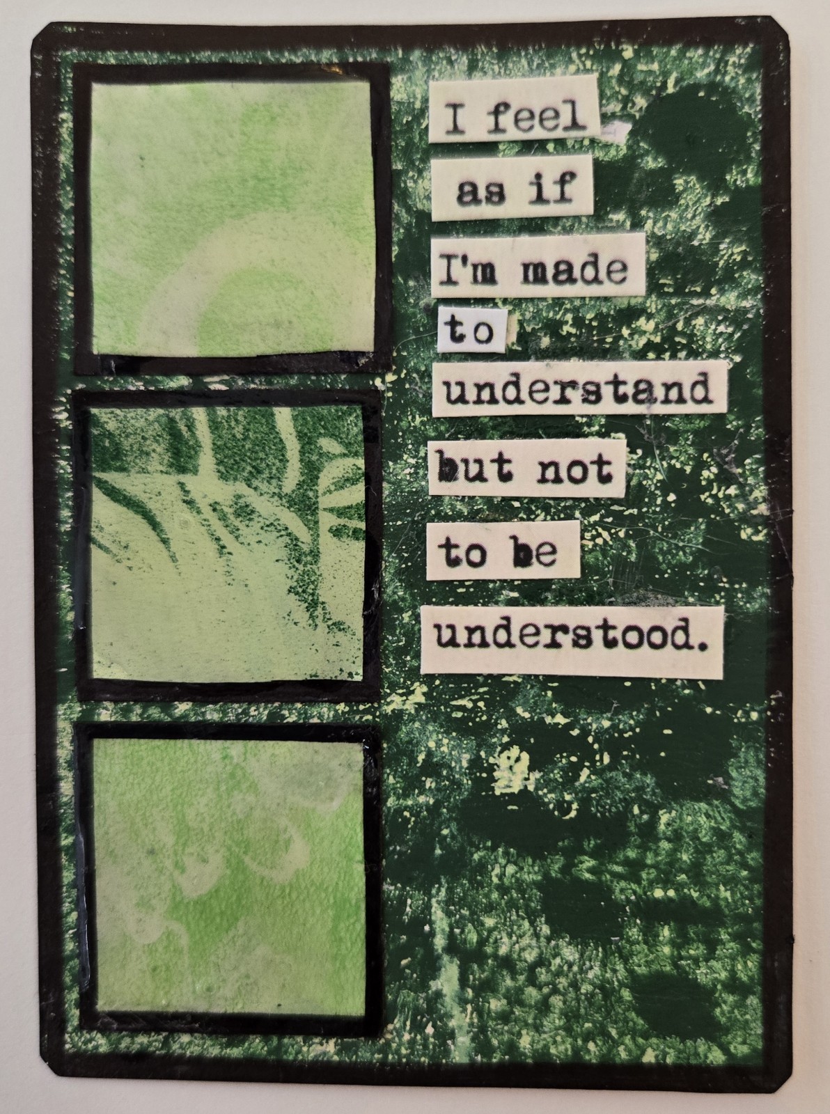 Mixed Media Collage Art Card ACEO ATC Inchie OOAK Acrylic Print Understood