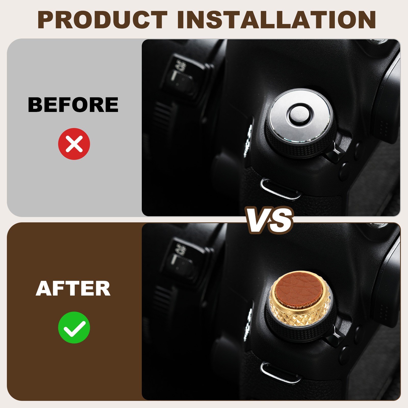 2Pcs Shutter Button (Brown) Camera Soft Release Button Threaded, for Fuji