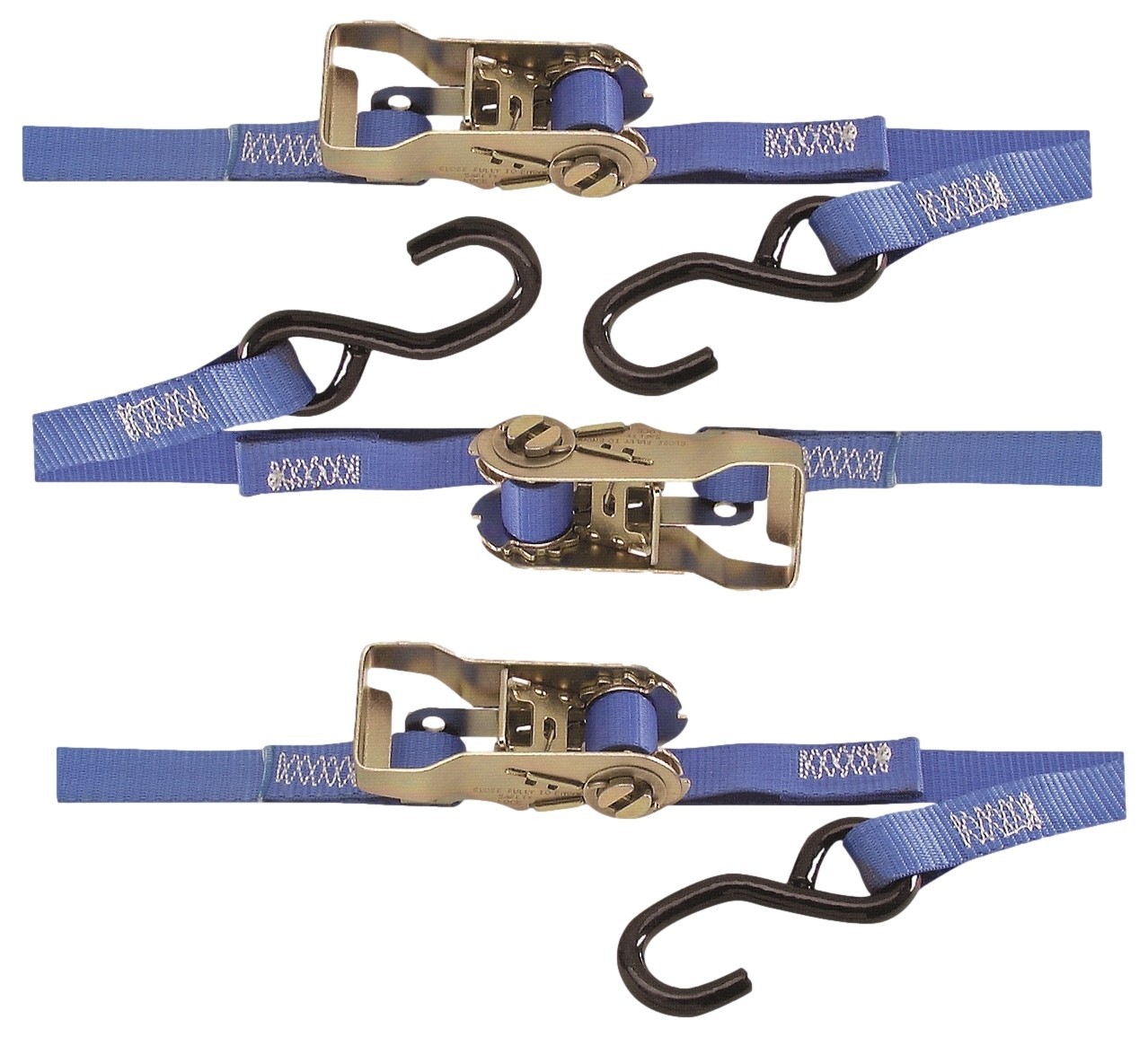 3 Lot Kinedyne 711581PK 1"x12 Foot Blue Ratchet Strap with S Hooks H.D. Tie Down