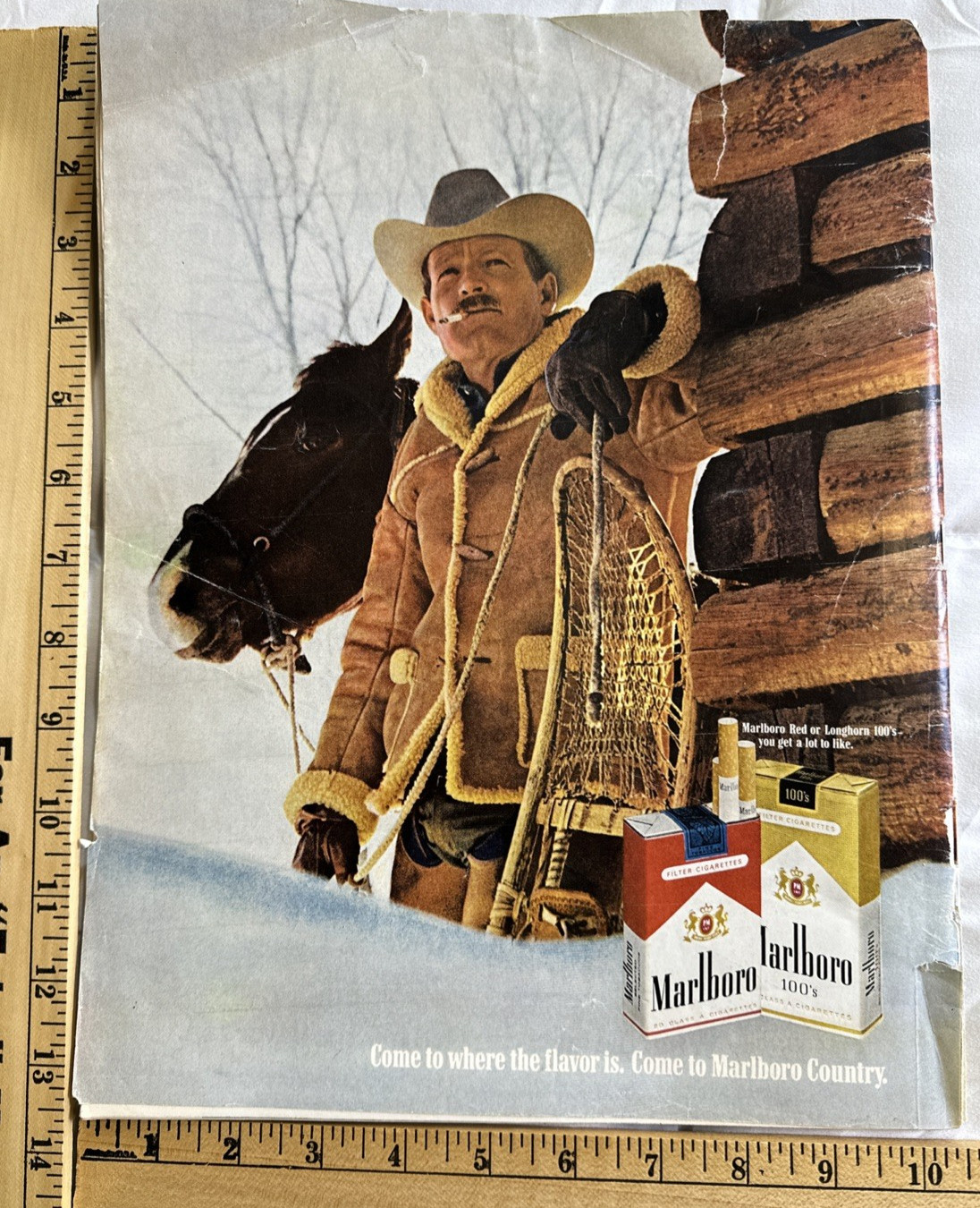 10x13in Marlboro Original Vintage Advertisement Cigarettes Cowboy Man Print Ad