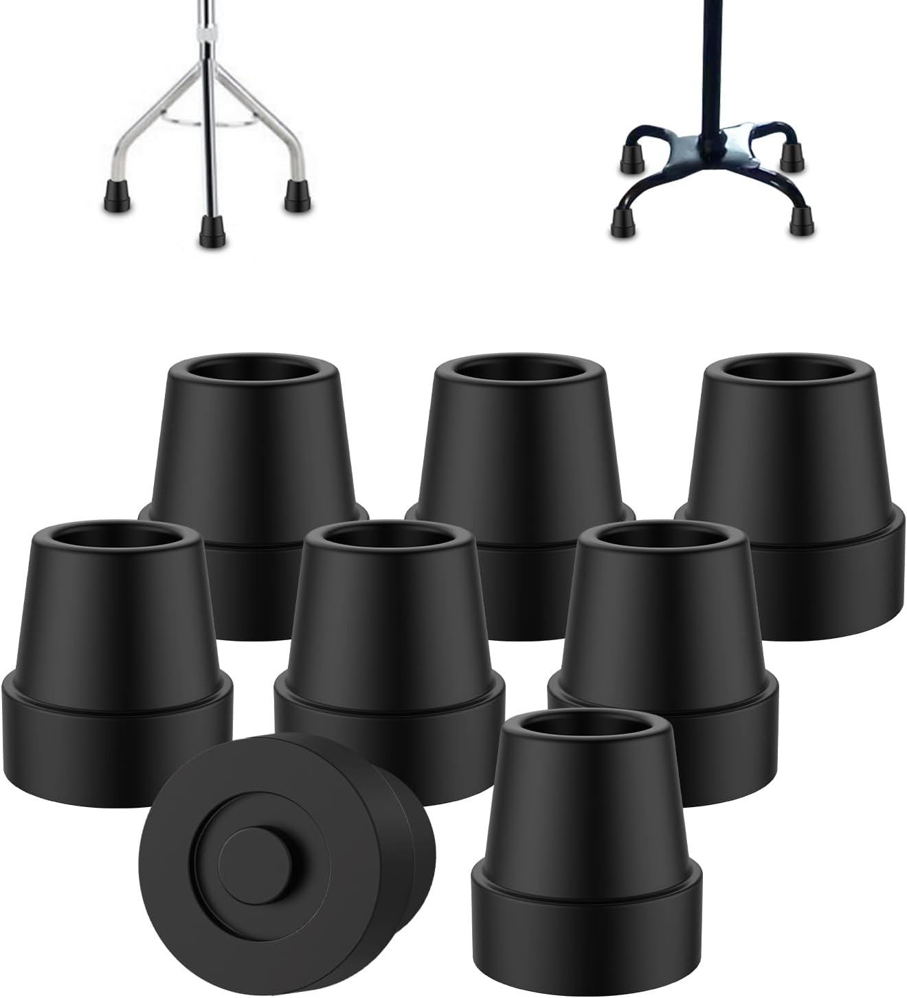 Quad Cane Tip (8 Pack), Non-Slip Durable Rubber Cane Tip 5/8 Inch Replacement Ru