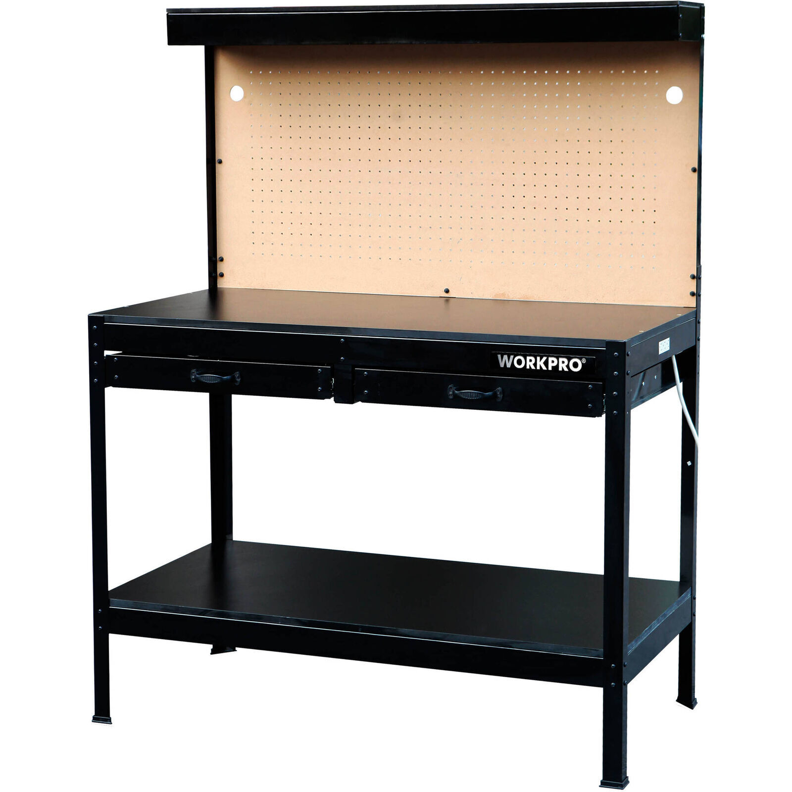 48 in Work Bench Tools Storage Shelf with Lights Workbench Garage Workshop Table