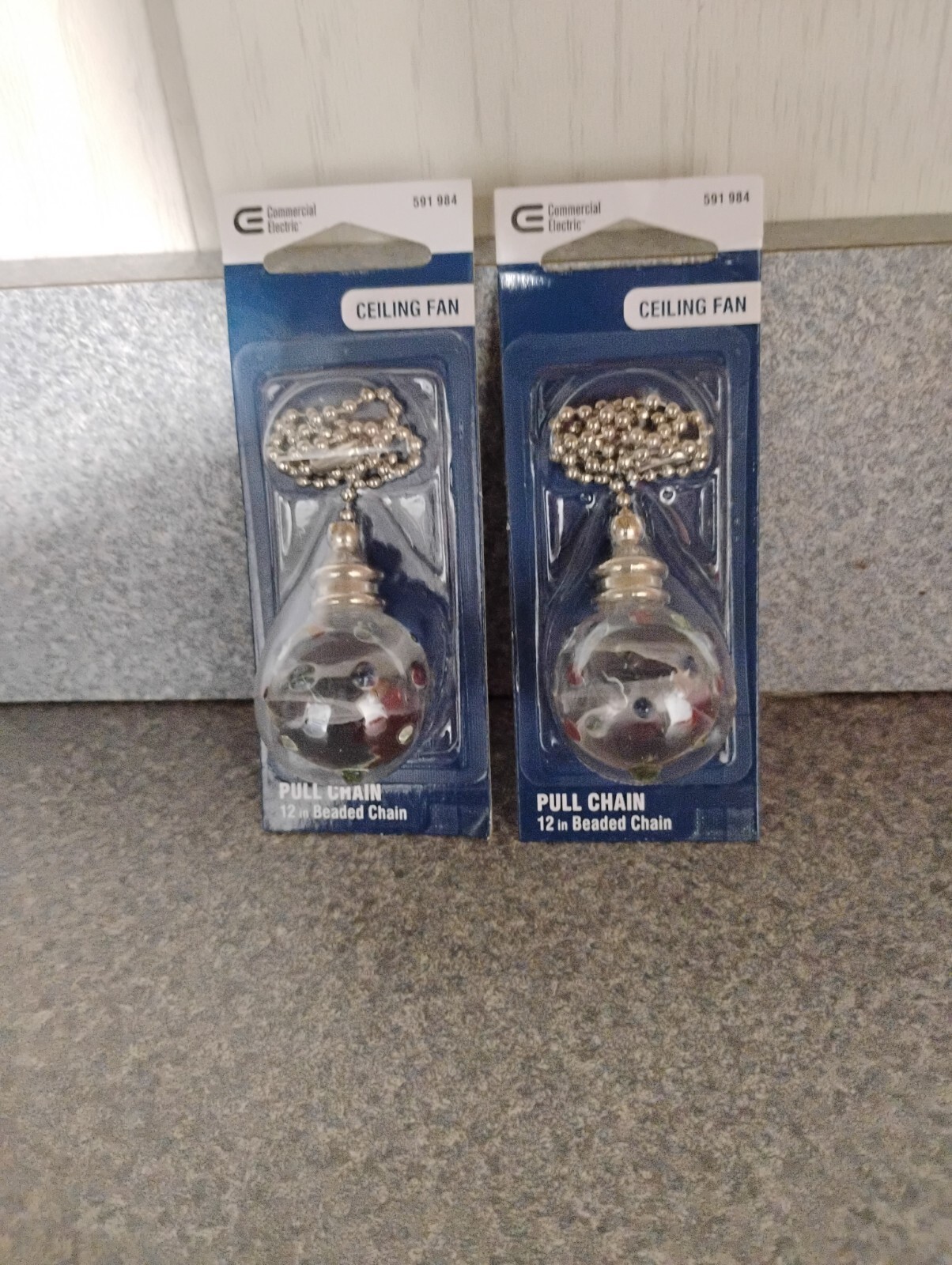 (2 pk) Light Pull Chain 12 in. Multicolor Dotted Decorative Glass Orb Fan Pull